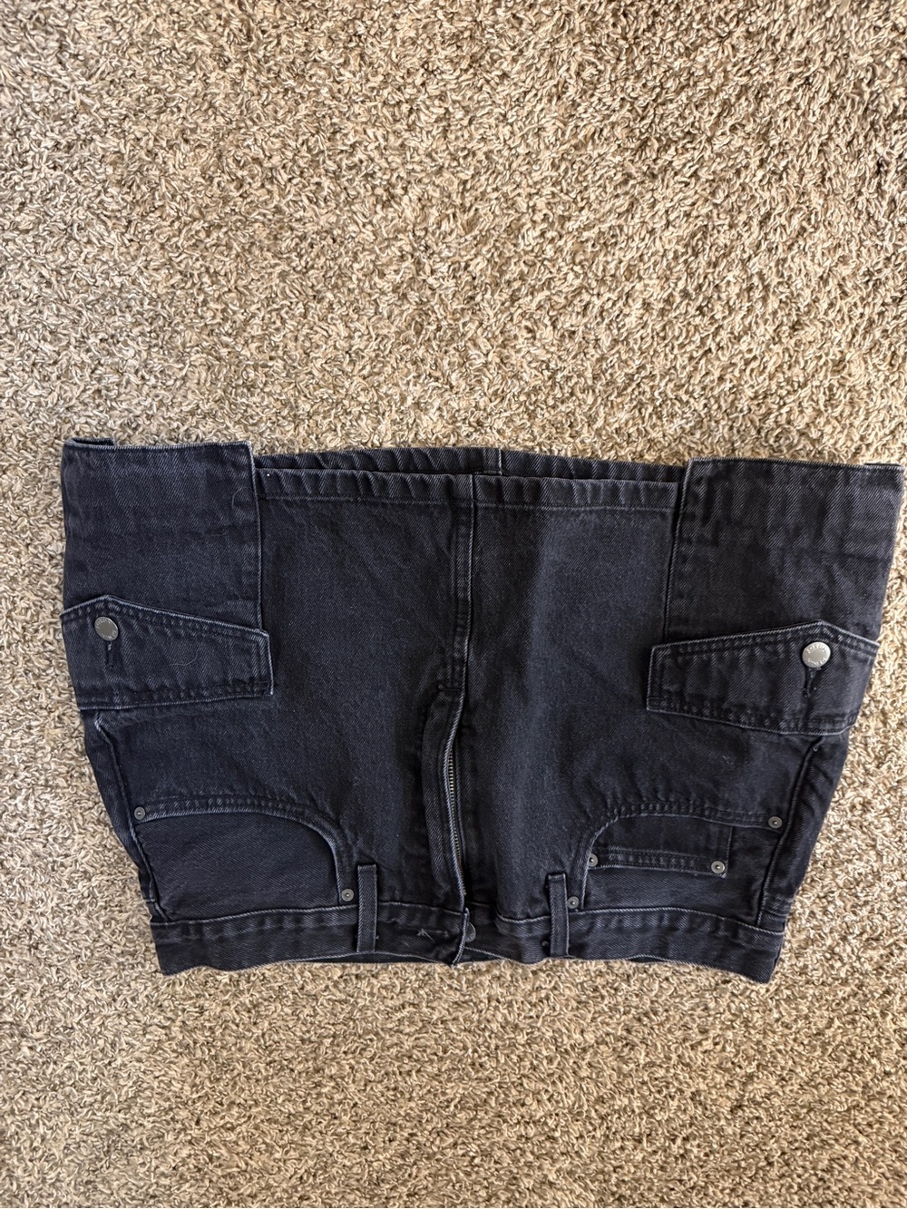Black Denim Utility Skirt